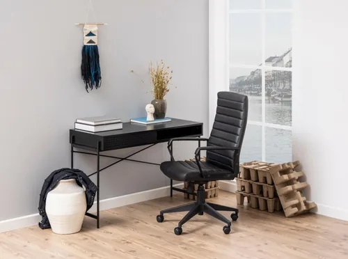 AC Design Tisch Angus, Schwarz / Schwarz - Tiefe: 50 cm - Breite: 110 cm - Material: Edelstahl (pulverbeschichtet) - MDF - Höhe: 75 cm - Gewicht: 20 kg - Belastbarkeit: 100 kg