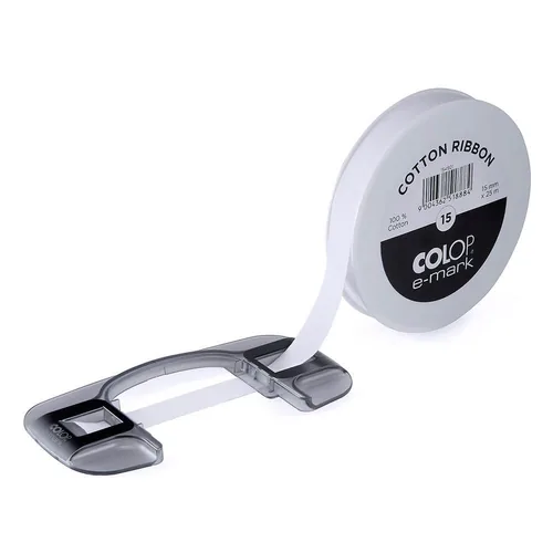 Colop Textilband e-mark 15 mm x 25 m, Weiss - Breite: 15 mm - Länge: 25 m - Verpackungseinheit: 1 Stück - Detailfarbe: Weiss - Band-Art: Textilband