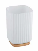 Wenko Zahnputzbecher Rotello Weiss - Detailfarbe: Weiss - Detailmaterial: Bambus - Kunststoff - Grundmaterial: Kunststoff - Bambus