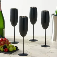Oak & Steel Sektglas 285 ml, 2 Stück, Schwarz matt - Material: Edelstahl - Glas Typ: Sektglas - Höhe: 25 cm - Volumen: 285 ml - Detailfarbe: Schwarz matt