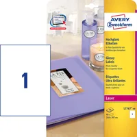 Avery Zweckform Fotoetiketten L7767-40 210 x 297 mm - Klebehaftung: Permanent - Drucker Kompatibilität: Laser - Anzahl Blatt: 40 × - Papierformat: A4 - Anzahl Etiketten: 40 - Etikettentyp: Hochglanz-Etiketten
