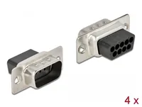Delock Crimp Stecker D-Sub 9 Pin 4 Stück - Kabeltyp: Crimp Stecker - Datenanschluss Seite A: RS-232 DB9 Stecker - Übertragungsart: Seriell - Datenanschluss Seite B: RS-232 DB9 Stecker - Winkelstecker: Nein