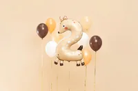 Partydeco Folienballon Nummer 2 als Motiv 65 x 102 cm, 1 Stück - Packungsgrösse: 1 Stück - Grösse: 65 x 102 cm - Motiv: Zahlen - Produkttyp: Folienballon - Material: Folie - Detailfarbe: Hellbraun