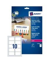 Avery Zweckform Visitenkarten-Etiketten 85 x 54 mm, 270 g/m² 100 Stück - Klebehaftung: Keine - Drucker Kompatibilität: Inkjet - Laser - Anzahl Blatt: 10 × - Papierformat: A4 - Anzahl Etiketten: 100 - Etikettengrösse: 85 x 54 mm