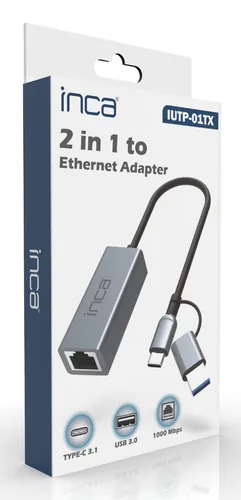 INCA Adapter IUTP-01TX Ethernet > USB und Typ C Anschluss