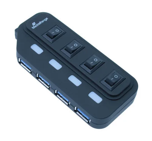 MediaRange USB-HUB 4-Port USB 3.0 extern schwarz