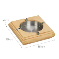 Relaxdays Bamboo Ashtray Square