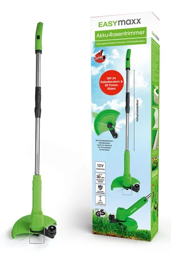 EASYmaxx Akku-Rasentrimmer – Grün - Betriebsart: Akkubetrieb - Schnittbreite: 24 cm - Ausstattung: Mit Akku & Ladegerät - Akkusystem: Akku fix verbaut