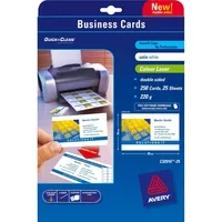 Avery Zweckform Visitenkarten-Etiketten 220 g/m², 250 Karten - Klebehaftung: Keine - Drucker Kompatibilität: Inkjet - Anzahl Blatt: 25 × - Papierformat: A4 - Anzahl Etiketten: 250 - Etikettengrösse: 85 x 54 mm