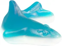 Trolli Gummibonbons Haifische 200 g - Produkttyp: Gummibonbons - Nährwertangabe pro: 100 g - Energiegehalt (in kj): 1431 KJ - Energiegehalt (in kcal): 337 Kcal - Fett: 0.1 g - Gesättigte Fettsäuren: 0.1 g