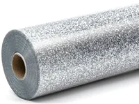 LOKLIK Plotterfolie Glitzer 30.5 x 90 cm, 1 Stück, Silber - Geeignet für Drucker: Nein - Detailfarbe: Silber - Aussenanwendung: Ja - Selbstklebend: Nein - Aufbügelbar: Ja - Folientyp: Vinylfolie