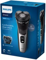 Philips 3000 series S3143/00 rasoio elettrico Rotazione Trimmer Nero, Argento