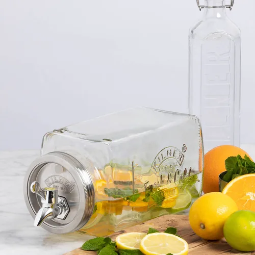 Kilner Getränkespender zum Kühlschrank 3 l - Anwendungszweck: Getränk - Materialtyp: Glas - Material: Edelstahl - Detailfarbe: Silber - Set: Nein