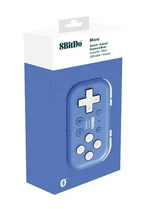 8bitdo Gamepad Micro Wireless Controller NSW2/NSW/Android Blau - Plattform: Android - Nintendo Switch - Nintendo Switch 2 - Nintendo Switch OLED-Modell - Verbindungsmöglichkeiten: Bluetooth - USB Typ-C - Controller Typ: Gamepad - Detailfarbe: Blau