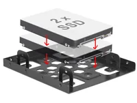 DELOCK Einbaurahmen 2x 2.5"" zu 3.5"" Aluminium schwarz