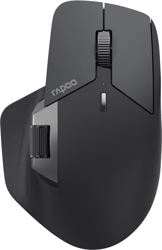 Rapoo Maus MT760L Schwarz - Maus-Typ: Ergonomisch - Maus Features: Seitliches Scrollrad - Daumentaste - Programmierbare Tasten - Ein-/Ausschalter - Scrollrad - Unifying-Empfänger - Bedienungsseite: Rechtshänder - Detailfarbe: Schwarz - Verbindungsart: Kab