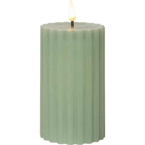 Star Trading LED-Kerze Pillar Flamme Stripe, Ø 7.5 x 15 cm, Grün - Betriebsart: Batteriebetrieb - Fernbedienung: Nein - Aussenanwendung: Nein - Höhe: 15 cm - Timerfunktion: Ja - Set: Nein