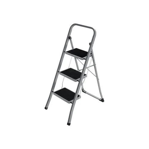 Songmics Trittleiter Grau-Schwarz - Anzahl Stufen: 3 × - Belastbarkeit: 150 kg - Höhe: 105 cm - 117 cm - Produkttyp: Anlegeleiter