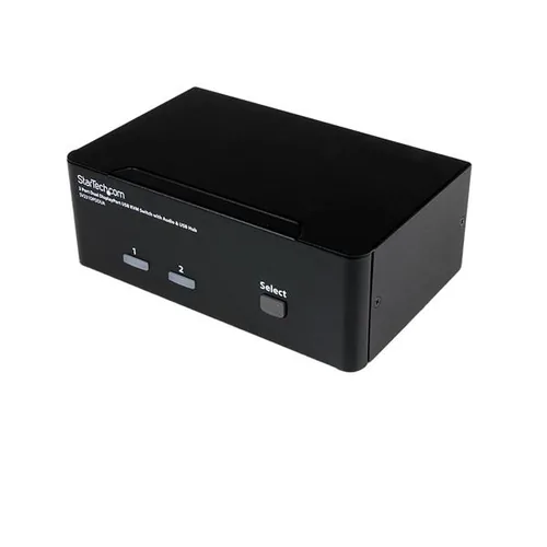 StarTech.com 2 Port Dual DisplayPort USB KVM Switch mit Audio - DisplayPort Desktop KVM Umschalter mit USB Hub - 4xUSB Buchse 2xDP Buchse - K
