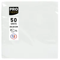 PRO nappe Papierservietten 20 cm x 20 cm, 50 Stück, Weiss - Material: Papier - Grösse: 20 cm x 20 cm - Eigenschaften: Zertifikat - Anzahl Lagen: 2 - Motiv: Ohne Motiv - Produkttyp: Cocktailservietten