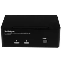 STARTECH.COM DisplayPort KVM Switch - 2 Port - Dual-Display - 4k 60hz - USB Hub - Audio and Microphone