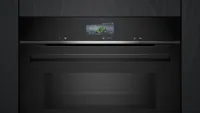 Siemens Einbaubackofen mit Mikrowelle iQ700 HM736G1B1C Schwarz - Einbaunormen: EU 60 - Funktionen: Heissluft - Mikrowelle - Ober-/Unterhitze - Pizzastufe - Umluft - Warmhalten - Ausstattung: Backblech - Elektronische Zeitschaltuhr - Gitterrost - Kindersic