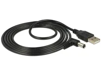 Delock USB-Stromkabel USB A – Hohlstecker 5.5/2.1mm 1.5 m - Kabeltyp: Stromkabel - Detailfarbe: Schwarz - USB Standard: 2.0 (480 Mbps) - Länge: 1.5 m - USB Anschluss 2 (Endgerät): Spezial - Geschlecht Anschluss 2 (Endgerät): Male (Stecker)