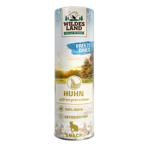 Wildes Land Katzen-Snack Huhn Freeze Dried 30 g - Snackart: Leckerli - Tierbedürfnis: Kein besonderes Bedürfnis - Geschmacksrichtung: Geflügel - Zertifikate: Keine Zertifizierung - Fleischsorte: Huhn - Packungsgrösse: 30 g