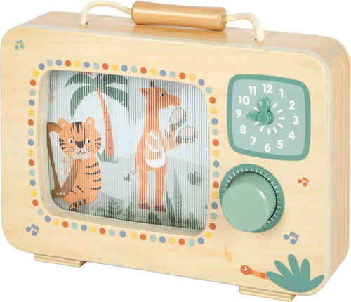 small foot Spieluhr Fernseher Safari - Altersempfehlung ab: 24 Monaten - Material: Holz - Kunststoff - Stoff - Textil - Nachhaltigkeit: FSC® - Detailfarbe: Mehrfarbig