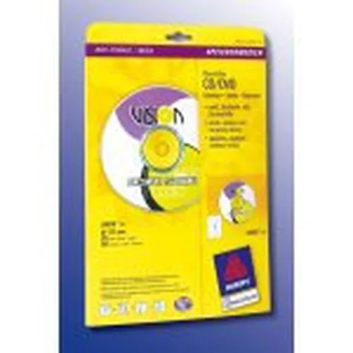 Avery Zweckform CD-Etiketten L6015-25 Ø 117 mm - Klebehaftung: Permanent - Drucker Kompatibilität: Laser - Inkjet - Anzahl Blatt: 25 × - Papierformat: A4 - Anzahl Etiketten: 50 - Etikettengrösse: Ø 117 mm