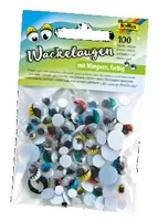 Folia Wackelaugen  100 Stück - Selbstklebend: Nein - Verpackungseinheit: 100 Stück - Detailfarbe: Gelb - Schwarz - Rot - Blau - Weiss - Grün - Produkttyp Kleinteile: Wackelaugen