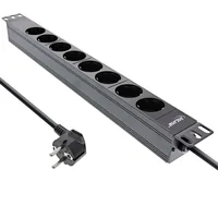 InLine 19" Steckdosenleiste - 8-fach Schutzkontakt - ohne Schalter - 2m - schwarz