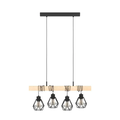 EGLO Leuchten Pendelleuchte TOWNSHEND 5 schwarz exkl. E27 4x60W - Betriebsart: Netzbetrieb - Lampensockel: E27 - Farbtemperatur Kelvin: Je nach Leuchtmittel - Gesamtleistung: 240 W - Farbwiedergabeindex CRI: 0 - Dimmbar: nicht dimmbar