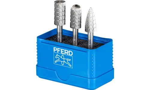 Pferd HSS-Frässtifte-Set 86, 3-tlg. Zahnung 3 Schaft-Ø 6 mm - Zubehörtyp: Fräser - Set: Ja