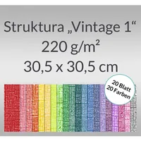 URSUS Fotokarton Leinenstruktur Vintage 1 - Papiertyp: Strukturpapier - Geeignet für Drucker: Nein - Papierfarbe: Blau - Gelb - Grün - Rot - Violett - Papierformat: 30.5 x 30.5 cm - Mediengewicht: 220 g/m² - Selbstklebend: Nein