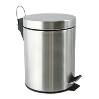 MSV Treteimer 5 l, Silber/Grau - Fassungsvermögen: 5 l - Anzahl Behälter: 1 - Detailfarbe: Silber - Grau - Form: Rund - Material: Edelstahl