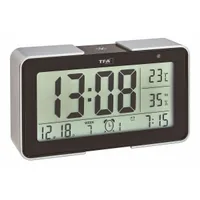 TFA Dostmann Digitalwecker Melody Schwarz/Silber - Ausstattung: Hintergrundbeleuchtung - Funktionen: Snooze-Funktion - Alarm - Displaytyp: Digital - Detailfarbe: Silber - Schwarz - Funksignal: Ja - Betriebsart: Batteriebetrieb
