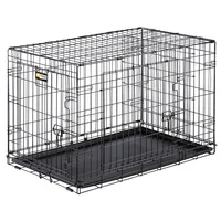 ferplast Transportbox Dog-Inn-90, faltbare Metallbox - Breite: 92.7 cm - Höhe: 62.5 cm - Tiefe: 58.1 cm - Detailfarbe: Schwarz - Produkttyp: Transportbox - Tierart: Hund