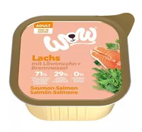 WOW Nassfutter Adult Lachs Schale 150g - Tierbedürfnis: Kein besonderes Bedürfnis - Nachhaltigkeit: Nicht angegeben - Lebensphase: Adult - Produkttyp: Alleinfutter - Packungsgrösse: 150 g - Fleischsorte: Lachs