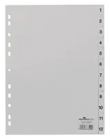 DURABLE Register A4 1-12 - Einteilung: 1-12 - Überbreite: Nein - Material: Polypropylen (PP) - Detailfarbe: Grau