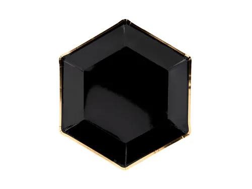 Partydeco Einwegteller Let's Celebrate 23 cm, 6 Stück, Schwarz - Produkttyp: Einwegteller - Materialtyp: Papier - Material: Pappe - Detailfarbe: Schwarz - Gold - Verpackungseinheit: 6 Stück