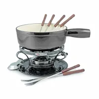 Swissmar Fondue-Set All-in-One 9 Teile, Grau - Anzahl Personen: 6 - Materialtyp: Metall - Material: Edelstahl - Betriebsart: Pastenbrenner - Kompatible Kochfelder: Elektro - Gas - Glaskeramik - Halogen - Induktion - Detailfarbe: Grau