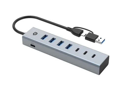 CONCEPTRONIC 7-Port Hub USB-A3.0-C Adap.->4xA3.0m.Netz. gr