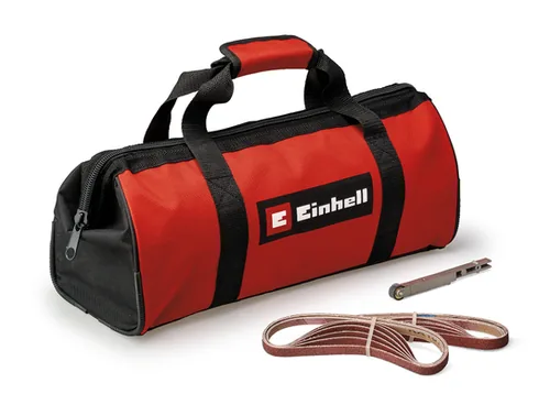 Einhell Akku-Bandfeile TE-BF 18 V Solo - Ausstattung: Transporttasche - Set: Nein - Produktkategorie: Bandschleifer - Werkzeugaufnahme: Werkzeuglos - Akkusystem: Einhell Power X-Change - Funktionen: Schleifen