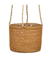 scheurich Blumenampel mit Folie 17 x 15 cm,  Walnuss - Detailfarbe: Walnuss - Detailmaterial: Seegras - Grundmaterial: Pflanzenfaser - Aufhängevorrichtung: Ja