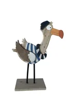 Dameco Aufsteller Möwe mit Schwimmring 5 cm x 18 cm - Eigenschaften: Keine Eigenschaft - Motiv: Vogel - Verpackungseinheit: 1 Stück - Detailfarbe: Weiss - Blau - Produkttyp: Aufsteller - Detailmaterial: Holz