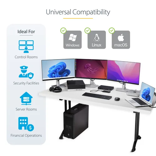STARTECH.COM 4-Port KM Switch mit Maus-Roaming USB 3.0 Umschalter Tastatur und Maus Switch 3,5mm/USB Audio TAA Konform