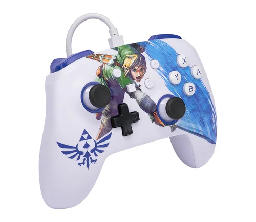 Power A Enhanced Wired Controller Master Sword Attack - Plattform: Nintendo Switch - Nintendo Switch OLED-Modell - Verbindungsmöglichkeiten: Kabelgebunden - USB Typ-A - Controller Typ: Gamepad - Detailfarbe: Blau - Mehrfarbig - Weiss