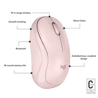 Logitech Maus M240 Silent Bluetooth - Maus-Typ: Mobile - Maus Features: Silent-Tasten - Scrollrad - Bedienungsseite: Universal - Detailfarbe: Pink - Rosa - Verbindungsart: Kabellos - Schnittstelle: Bluetooth