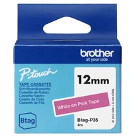 Brother BTAG-P35 - Weiß auf Pink - Rolle (1,2 cm x 4 m)